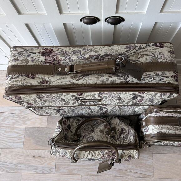 3 Piece Jordache Tapestry Vintage Luggage Set EUC Checked,Carry On, Personal 80s - Picture 5 of 16